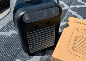 Glacier Breeze customer review – cooler next to its box